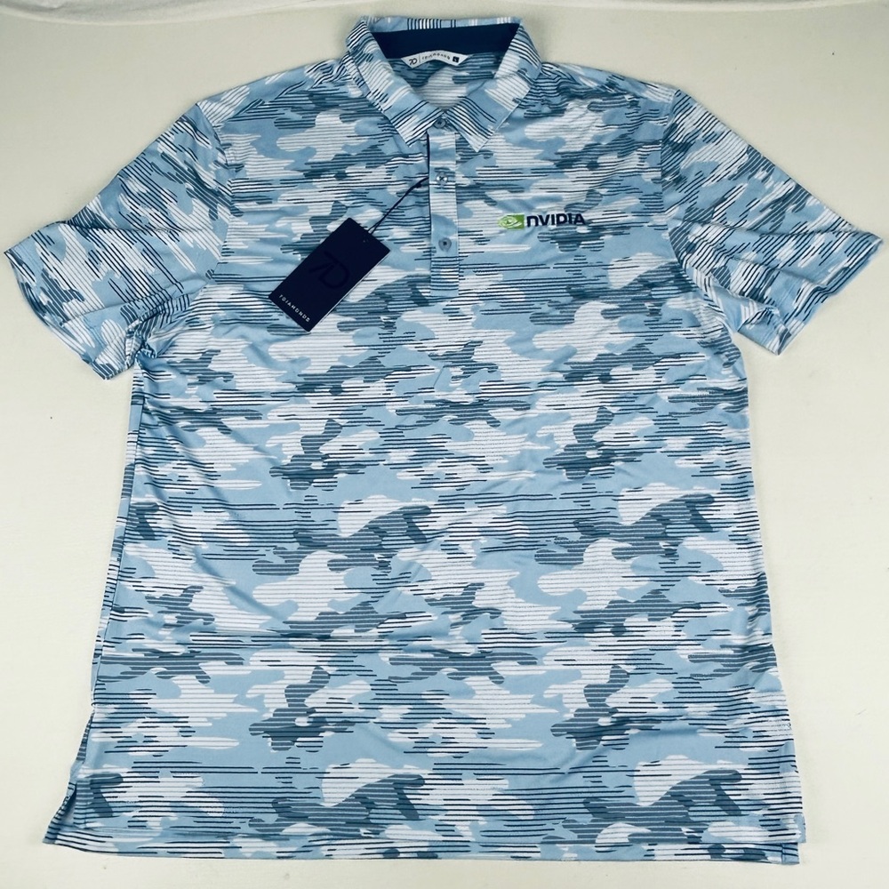 7 Diamonds 4 Way Stretch Golf Polo Mens Size Large -  Short Sleeve Nvidia Logo